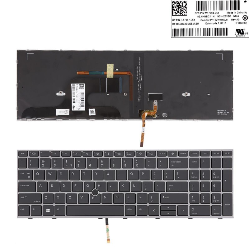 Tastiera HP Envy Touchsmart M6 – Retroilluminata Nera Con Cornice Argento – Layout US